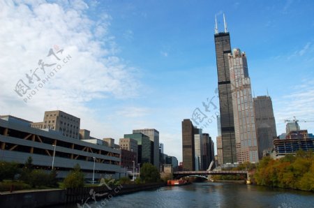 芝加哥西尔斯大厦及周边景色图片