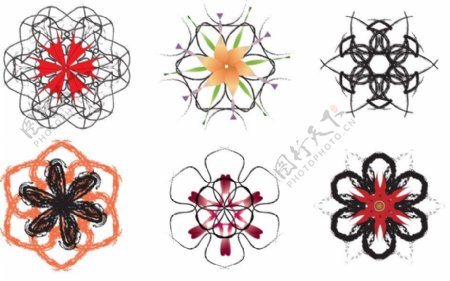 手绘线条花纹花朵装饰设计素材图片