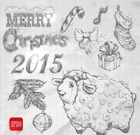 手绘2015羊年图标图片