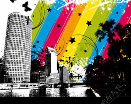 城市色彩矢量素材图片