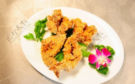 西式油炸食品大虾图片