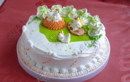 生日蛋糕生肖鸡图片