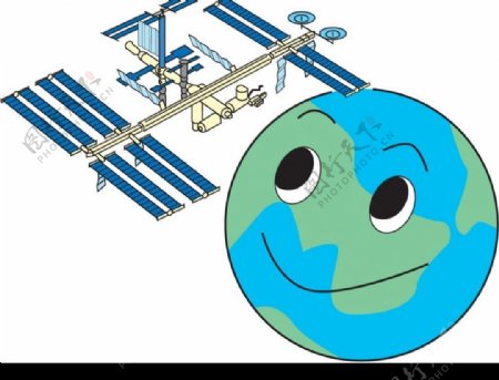 卡通地球人造地球卫星图片