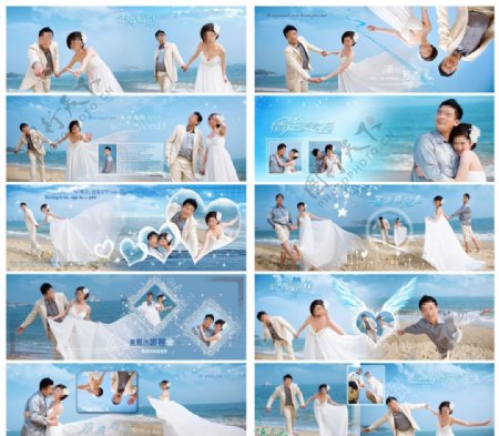 海边婚纱摄影相册模板分层不精细图片
