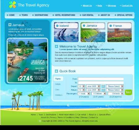 欧美旅游网站设计模板图片