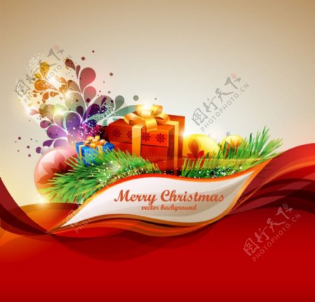 红色动感线条圣诞背景图片