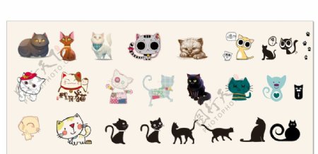 矢量卡通猫咪素材集合图片