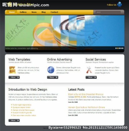 金色企业网页模板图片