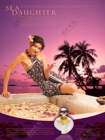 美人与海沙滩椰子树化妆品海景守望风情珠宝海岛图片