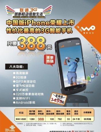 中国联通中兴V880手机图片
