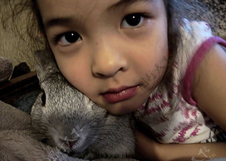 可爱女孩兔子图片