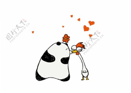 bobo熊猫和鸡的快乐生活手绘3图片