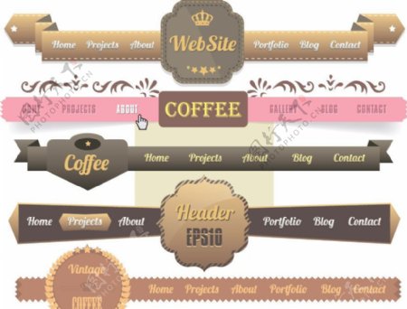 咖啡网站导航菜单设计图片