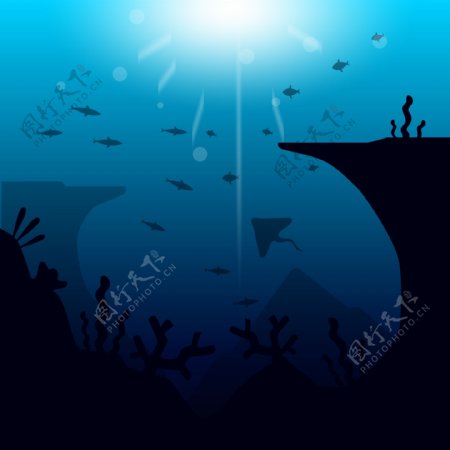 海底鱼群潜水风景