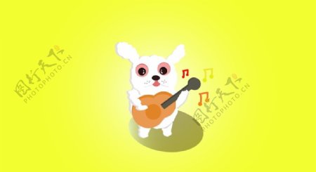 弹吉他的卡通小狗