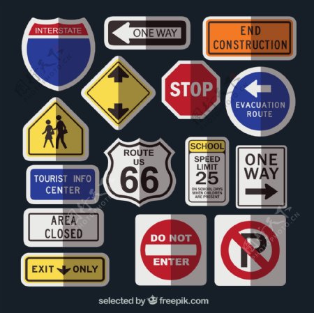 道路交通标志牌矢量图