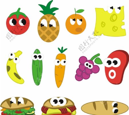 卡通食物蔬菜水果