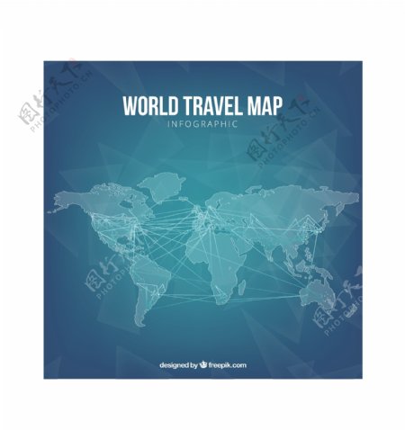 蓝色旅游地图信息图表