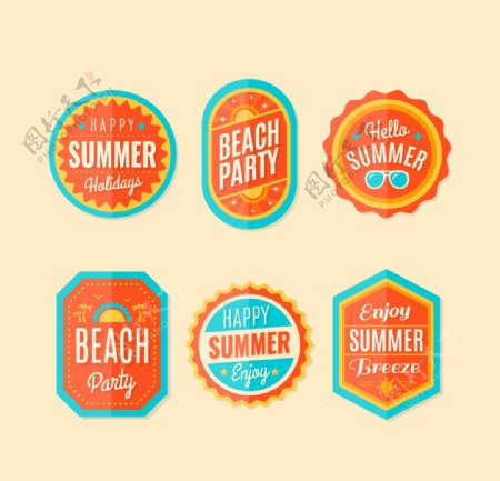 橙色海滩派对徽章