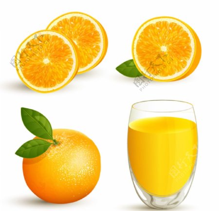 新鲜橙子与橙汁设计