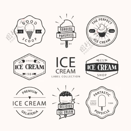 平面冰淇淋徽章