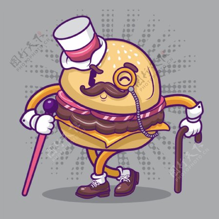 时尚的汉堡卡通形象