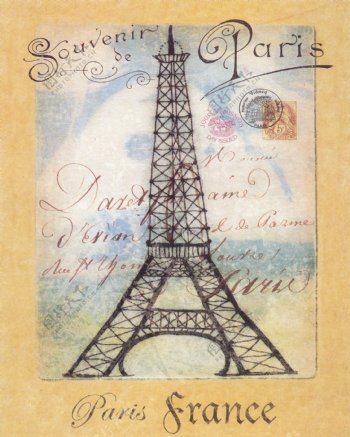 欧美复古无框画巴黎埃菲尔铁塔