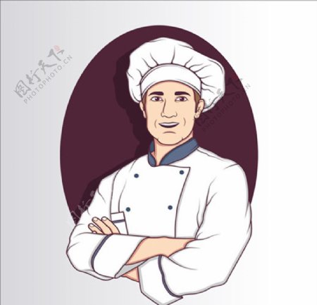 卡通自信的厨师