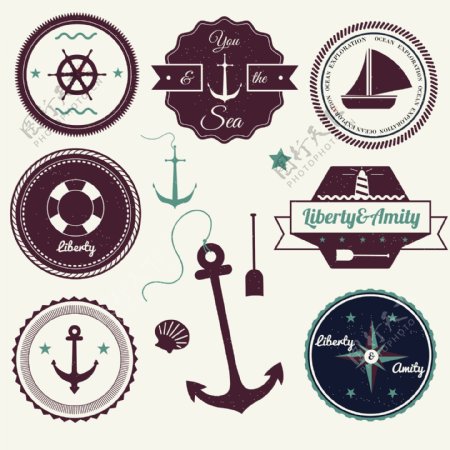 帆船复古标签