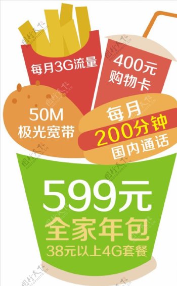 中国移动包年套餐矢量图