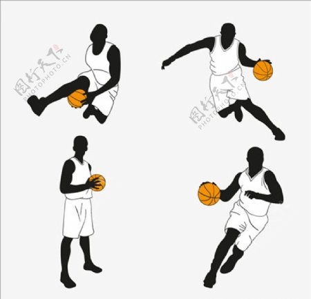 篮球比赛运动培训轮廓剪影
