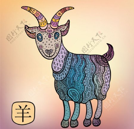 民俗文化花纹动物十二生肖羊