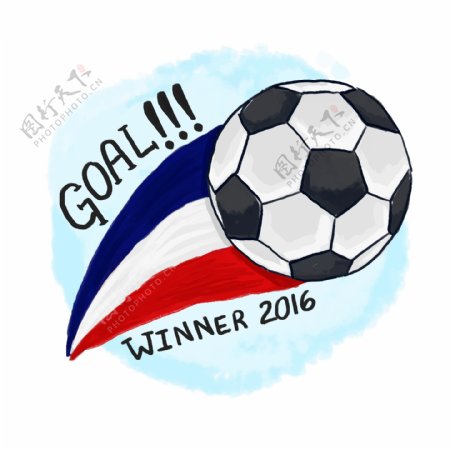 手绘水彩法国足球插图