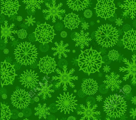 绿色雪花花纹无缝背景矢量素材
