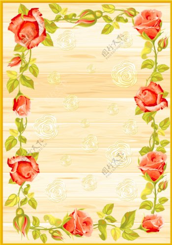 藤蔓手绘红玫瑰地毯天花吊顶背景