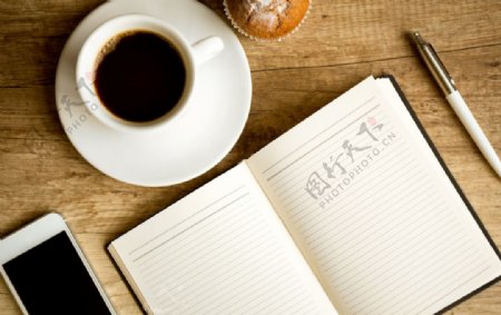 笔记本和咖啡杯高清