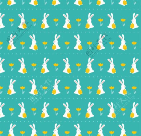 四方连续复活节兔子背景