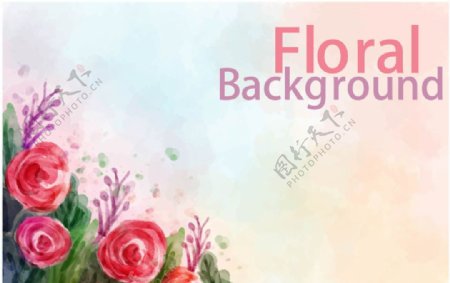水彩手绘春季花卉海报背景