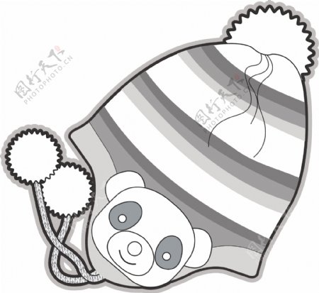 条纹小熊女宝宝服装设计线稿矢量素材