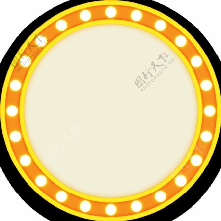 黄色圆圈灯光png元素