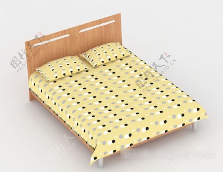 居家简单实用双人床3d模型下载