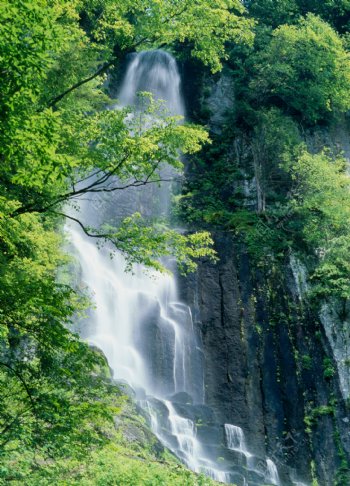 高山流水瀑布自然景色图片