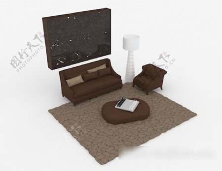 家庭简单组合沙发3d模型下载