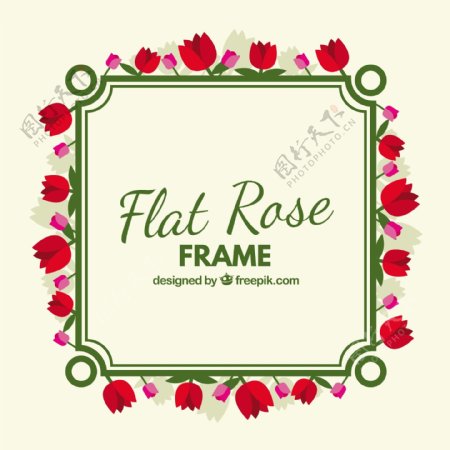 漂亮的玫瑰花装饰花边框架