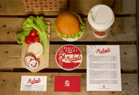 汉堡VI红色食品包装模板