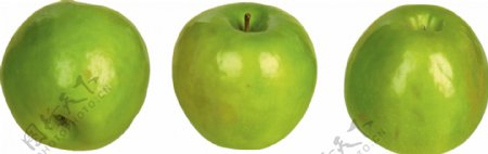 三只绿苹果图片免抠png透明图层素材
