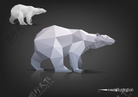 多边形简化北极熊矢量素材