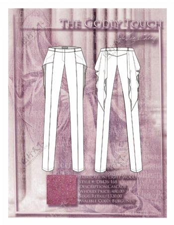 2款白色长裤设计图