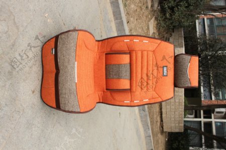 汽车橘红双色四季坐垫图片