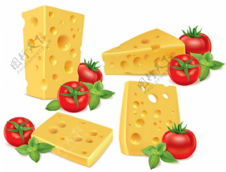 西红柿与奶酪背景图
